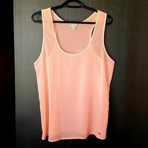 Guess Lightweight Peach/Coral/Orange Sheer Flowy Racerback Tank Top - Sz X-Large